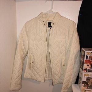 Cream quilted moto jacket